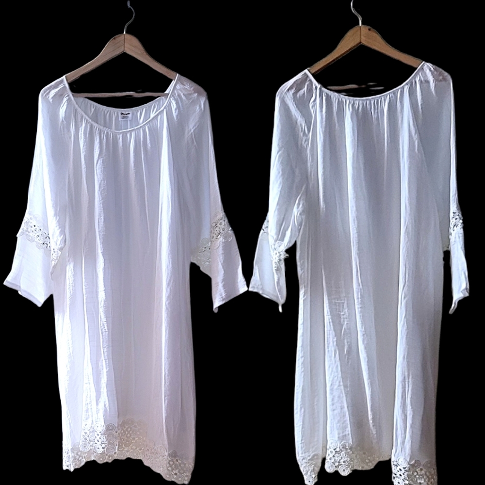 WRANGLER, WHITE,  LACE SHIRT DRESS,SIZE XXL - Picture 2 of 3